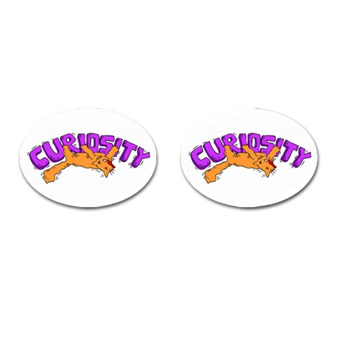 Curiosity Killed the Cat Cufflinks (Oval) from ArtsNow.com Front(Pair)