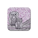 Owls and Butterflies 2 Rubber Coaster (Square)