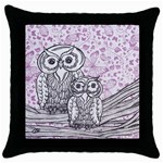 Owls and Butterflies 2 Throw Pillow Case (Black)