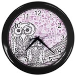 Owls and Butterflies 2 Wall Clock (Black)