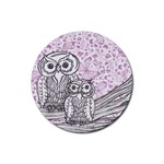 Owls and Butterflies 2 Rubber Round Coaster (4 pack)