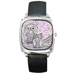 Owls and Butterflies 2 Square Metal Watch