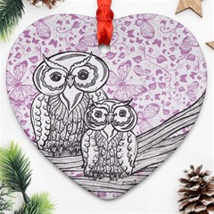 Owls and Butterflies 2 Heart Ornament (Two Sides) from ArtsNow.com Back