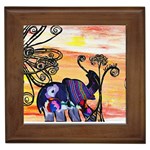 Indian Elephants Framed Tile