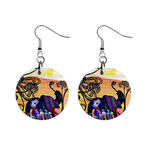 Indian Elephants 1  Button Earrings from ArtsNow.com Front