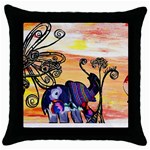 Indian Elephants Throw Pillow Case (Black)