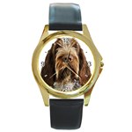 Spinone Italiano Dog Round Gold Metal Watch