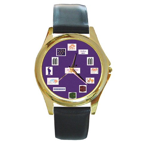 Ehad Mi Yodei a Round Gold Metal Watch from ArtsNow.com Front