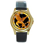 How To Draw Hunger Games, The Hunger Games Logo Round Gold Metal Watch