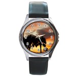 Tropical Vacation Round Metal Watch