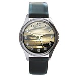 Beach Volleyball Round Metal Watch