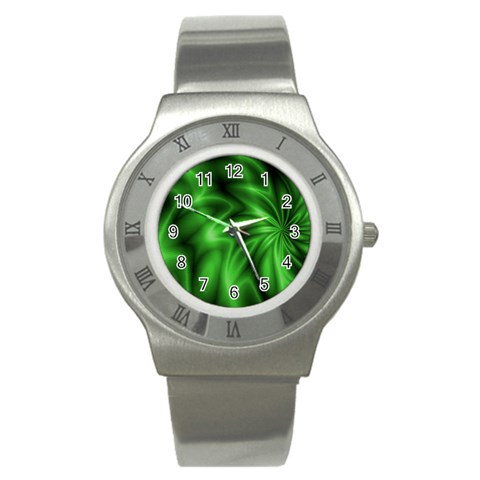 Green Swirl Stainless Steel Watch from ArtsNow.com Front