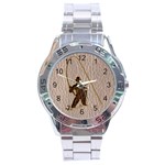 Leather-Look Fisherman Stainless Steel Analogue Men’s Watch