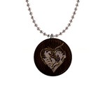 Leather-Look Heart  1  Button Necklace