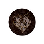 Leather-Look Heart  Rubber Round Coaster (4 pack)