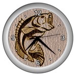 Leather-Look Fish Wall Clock (Silver)