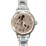 Leather-Look Dog Round Italian Charm Watch