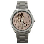Leather-Look Dog Sport Metal Watch