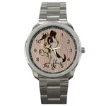 Leather-Look Dog Sport Metal Watch