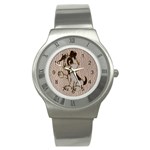 Leather-Look Dog Stainless Steel Watch