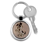 Leather-Look Dog Key Chain (Round)