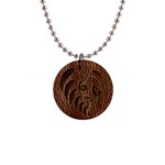 Leather-Look Flower 1  Button Necklace