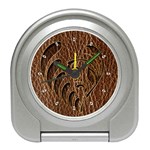 Leather-Look Flower Travel Alarm Clock