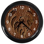 Leather-Look Flower Wall Clock (Black)