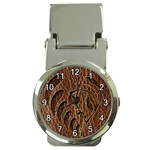 Leather-Look Flower Money Clip Watch