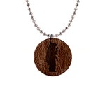 Leather-Look Black Bear 1  Button Necklace