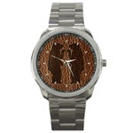 Leather-Look Black Bears Sport Metal Watch