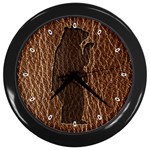 Leather-Look Black Bear Wall Clock (Black)