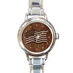 Leather-Look USA Round Italian Charm Watch