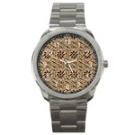 Leather-Look Ornament Sport Metal Watch