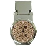 Leather-Look Ornament Money Clip Watch