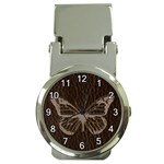 Leather-Look Butterfly Money Clip Watch