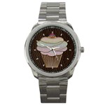 Leather-Look Baking Sport Metal Watch