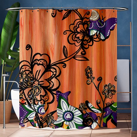Purple Cats and Butterfly Shower Curtain 60  x 72  (Medium) from ArtsNow.com 60 x72  Curtain
