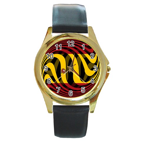 Spain Dark Round Gold Metal Watch from ArtsNow.com Front