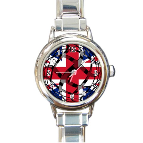 United Kingdom Round Italian Charm Watch from ArtsNow.com Front