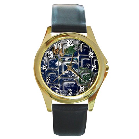 Earth Round Gold Metal Watch from ArtsNow.com Front