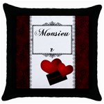 Monsieur Throw Pillow Case (Black)