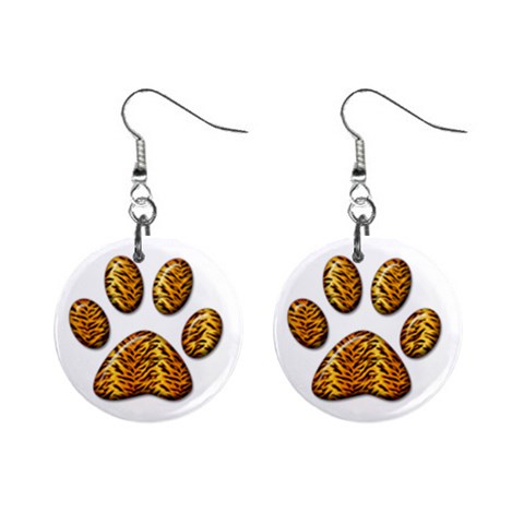 Tiger Paw 1  Button Earrings from ArtsNow.com Front