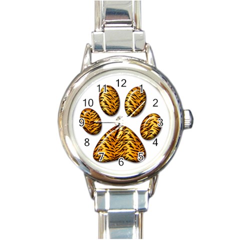 Tiger Paw Round Italian Charm Watch from ArtsNow.com Front