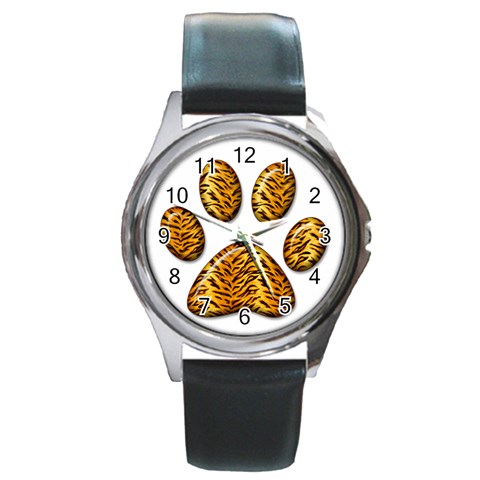 Tiger Paw Round Metal Watch from ArtsNow.com Front