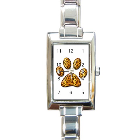 Tiger Paw Rectangular Italian Charm Watch from ArtsNow.com Front
