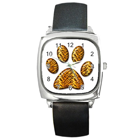 Tiger Paw Square Metal Watch from ArtsNow.com Front