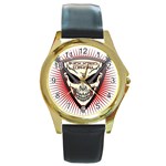 Induced Euphoria New Skull Logo Com R Round Gold Metal Watch