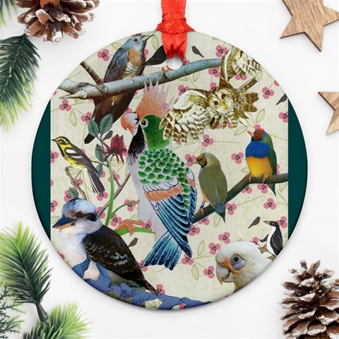 Pretty Birdies Medium Ornament (Round) from ArtsNow.com Front