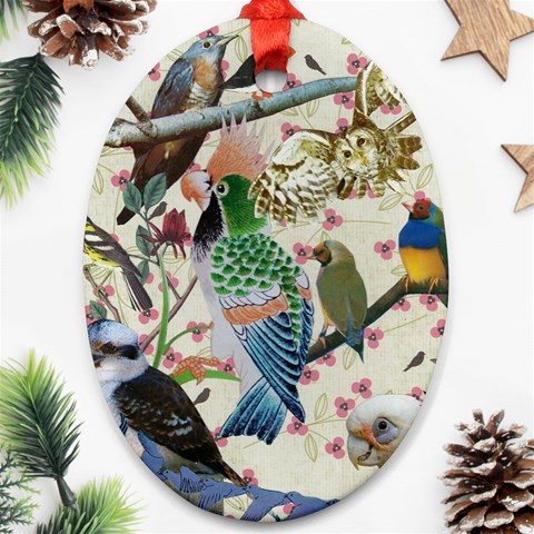 Pretty Birdies Medium Ornament (Oval) from ArtsNow.com Front